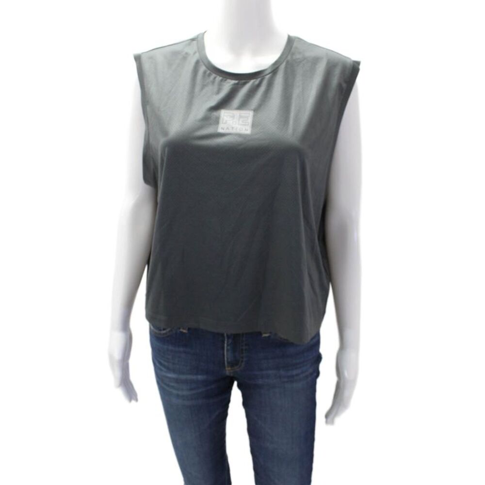 PE Nation Women's Round Neck Sleeveless Athletic Workout Top Gray Size L